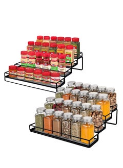 Buy Spice Rack Organizer for Cabinet, 4 Tier Seasoning Organizer, Expandable Shelf,Step Storage Holder, Kitchen Cabinet Countertop,with Protection Railing, Metal in UAE