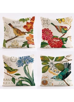 اشتري Outdoor bird pillowcase 18x18 bird pillowcase Cotton four seasons bird cushion cover Cushion cover patio sofa Farmhouse family seasonal decor 4 packs في السعودية