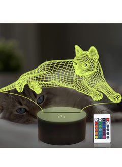 اشتري Cat Multicolor Night Light for Kids  3D Illusion Kitty Lamp with Remote Control 16 Color Changing Timing Function Xmas Halloween Birthday Gift for Child Baby Boy Girl Cat Lover في الامارات