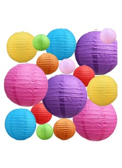 Buy 16Pcs Colorful Paper Lanterns Decorative Chinese/Japanese Hanging Round Foldable Lantern for Birthday Wedding  Bridal Shower Home Decor Party (Size of 4” 6” 8” 10”) in Saudi Arabia