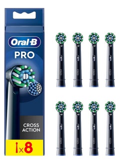 Buy Oral-B Pro Cross Action Electric Toothbrush Head, X-Shape And Angled Bristles for Deeper Plaque Removal, Pack of 8, Black in UAE