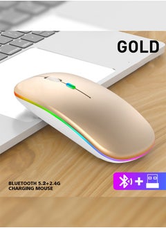 اشتري Rechargeable Ultra-Thin Wireless Mouse Color Gold في الامارات