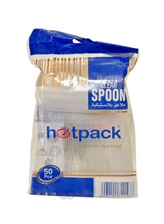Buy 50 Pieces Hotpack Plastic Clear Spoon in UAE