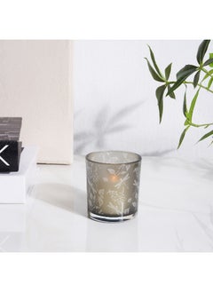 Buy Wisteria Glass Candle Holder Dia7.3X8Cm- Grey in UAE