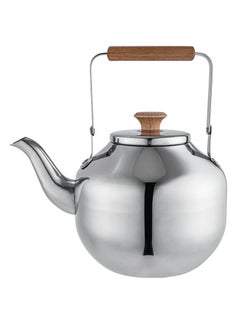 Buy Stainless Steel Tea Kettle With Wooden Handle And Knob 4 Liter Silver/Brown in Saudi Arabia