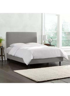 Buy Elite Collection: Swedish Wood Queen Bed - Light Grey Majesty (180x200x140) by Alhome in Saudi Arabia