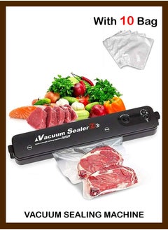 اشتري Vacuum Sealer Automatic for Food Saver and Storage, Packing Machine with 10 Piece Sealing Bag Starter Kit, LED Indicator Lights, Compact Design في الامارات