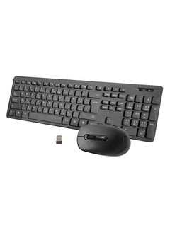 Buy Wireless Keyboard and Mouse Combo, 2.4G USB Quiet Cordless Mouse Keyboard Set Ergonomic Full Size with Long Battery Life, for Computer Laptop PC Windows Mac Chrome OS, Black in Saudi Arabia