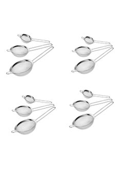 Buy 12 PCS Stainless Steel Fine Mesh Strainer Set - Small Medium & Large Sizes with Long Handles for Tea Coffee Juice Rice Vegetables & More  Durable Colander Sieve Sifters for Kitchen Use in UAE