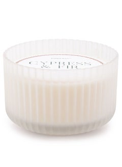 Buy Cypress & Fir - 425g Large 3 Wick White Frosted Glass Candle in UAE