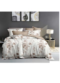 Buy 6-Pieces Glace Cotton Printed Fancy Comforters Set Fixed duvet, fitted bedsheets and pillowcase King Size F18 in UAE