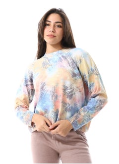 اشتري Full Printrd Self Pattern Loose Fit Top_ Blue, Yellow & White في مصر