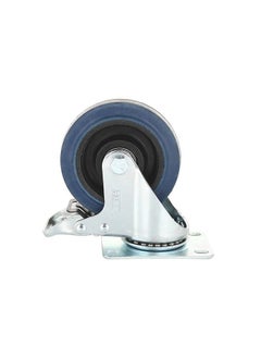 Buy Heavy duty Blue Rubber Medium Duty Caster Plate Swivel with Brake 4 Inch  Steel Fixture 2.3MM 8 Bottom 3.0MM in Saudi Arabia