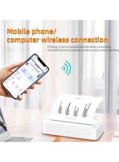 Buy Portable Bluetooth Wireless Inkless A4 Thermal Mobile Printer, Compact Inkless Printer for Travel, Support Phone & Laptop, Small Printers for Home Use  Photo Printer with 1 Roll Thermal Paper in Saudi Arabia