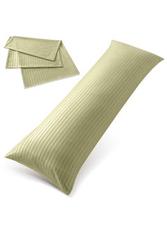 اشتري Hotel Linen Klub Long Body 1Pc Stripe Pillowcase - 100% Microfiber  with envelope closure, Soft and Durable Quality, Size : 45 x 125cm , Olive في الامارات