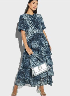 Buy Belted Printed Dress in UAE