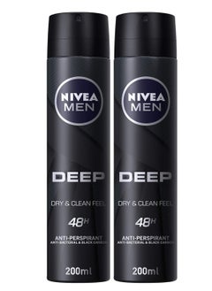 Buy Pack Of 2 Men's Deep Black Carbon Darkwood 48 H Deodorant Spray 200ml in Saudi Arabia