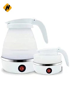 Buy Travel Foldable Silicon Water Heater Jug Collapsible Mini Portable Electric Kettle (White) in UAE