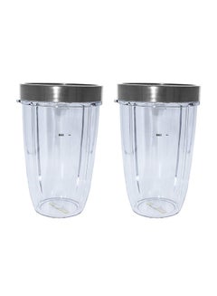 Buy 2 Piece Tall Cup And Lip Ring For Nutribullet Clear/Grey in UAE