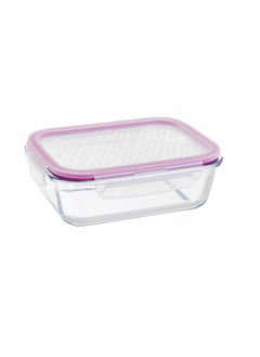 Buy Heat resistant glass food container with plastic cover in Saudi Arabia