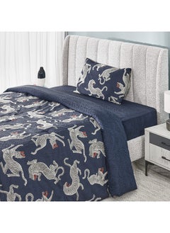 اشتري Wildlife Single Comforter Set, Multicolour - 232 TC, 150x200 cm في الامارات