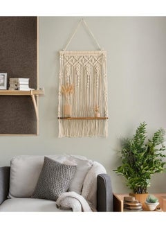 Buy Wooden Wall Shelf, Macrame Shelf, Living Room Decor, Stand Bookshelf. in Egypt