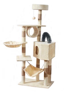 Buy Large Wooden Cat Tree 150Cm, Multi-Level Activity Cat Tower Furniture For Cat 60x40x150 Cm Beige in Saudi Arabia