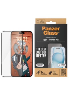 Buy PanzerGlass™ Scratch-Resistant Screen Protector for Apple iPhone 15 Plus - Ultra-Wide Fit and Crystal Clear Display, Shock-Resistance and Drop Protection with mounting aid for easy installation in UAE