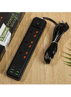 Buy Tycom Power Strip Surge Protector with USB- Extension Cord Plug with 3 AC Outlet and 4 USB 2 Type C, Small Desktop Station with 6 ft Power Cord, Compact Socket in UAE