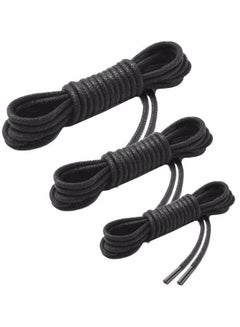 Buy 3 Pairs Round Waxed Replacement Shoelaces for Oxford Shoes Boots Sports Shoes Leather Shoes(Black) in UAE