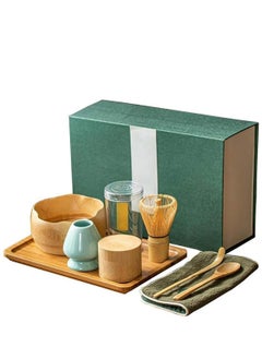 Buy 8-Piece Matcha Set, Traditional Handmade Matcha Tea Tool Whisk Set Whisk/Spoon/Stand/Bowl/Tea Spoon/Teapot/Tray/Tea Towel, Matcha Whisk Kits for Home in Saudi Arabia