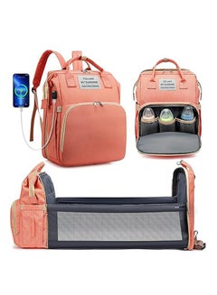 اشتري Bag Backpack with Changing Station, Travel Diaper Backpack Changing Baby Bag - Pink في السعودية