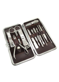 اشتري Manicure Set,Arabest Professional Stainless Steel Personal Manicure Kit,12 in 1 silver Nail Care Tools for Men and Women Gift with Case في السعودية