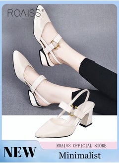 Buy Fashion Woman Office Lady Shoes Sandals Women's Summer Pointy Chunky Shoes Large Size Sandals in UAE