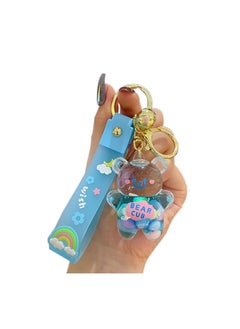 Buy Kawaii Keychain Bear Liquid Floating Quicksand Cute Keychains Bag Charm Wristlet Bracelet Key Ring for Women Girl in UAE