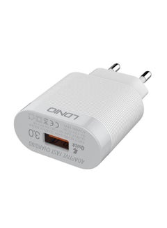 Buy A303Q High Quality EU Plug Fast Wall Charger 18W With Micro USB Charging Cable - White in Egypt