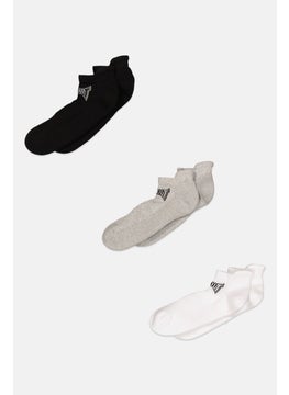 اشتري Men 3 Pairs Ankle Socks, White/Black/Grey في الامارات