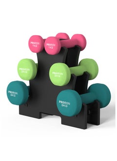 Buy PROIRON Neoprene Dumbbells Weights Exercise & Fitness Dumbbells set in 1kg  2kg 3kg Pairs with rack in UAE