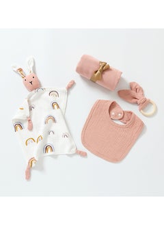 Buy Newborn baby gift set Soothing doll Drool towel Sleeping baby toy 0-1 year old cotton first full moon gift set in Saudi Arabia