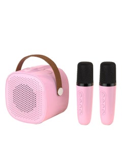 Buy Mini Karaoke Machine Wireless Karaoke Microphone Portable Micro Bluetooth Speaker With Duo Microphone Pink in Saudi Arabia