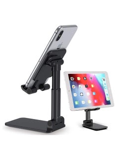 اشتري SYOSI Cell Phone Stand, Tablet Stand Adjustable Phone Holder for Desk Foldable Desktop Tablet Stand Compatible with 4.7 inches to 9.7 inches Phone (Black) في الامارات
