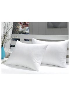 اشتري Pack Of 2 Press Pillow Size 48 cmx70 cm , Outer Cover: 100% Microfiber  Filling: 700grams Hollow Fiber Soft Feel ,Color: White في الامارات