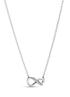 Buy Pandora Moments cubic zirconia women's sparkling eternal symbol collarbone 925 silver necklace 368821C01 in UAE