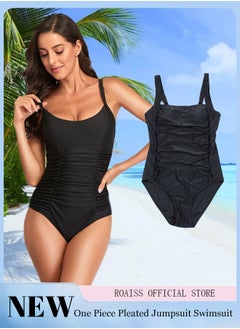 Buy One Piece Women's One Piece Swimsuit Belly Pleated High Stretch Adjustable Straps Swimsuit in UAE