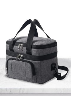 Buy Lunch Box Bag, Bento Bag, Thermal Insulated, Leakproof, Waterproof Material, Large Size, With Shoulder Strap, Perfect For Office, Work, School, Outdoor And Picnic (Grey) in UAE