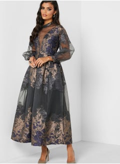 Buy Keyhole Puff Sleeve Dress in UAE