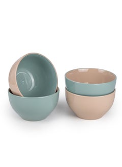 Buy Moire 4-Piece Deep Bowls Set Kitchen Dinnerware, Ceramic, Stoneware - Two Tone | 14cm Diameter in UAE