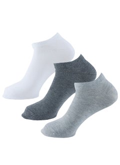 Buy Sam Socks Set Of 3 Ankle Plain Socks Men hite(White-L.Gry-D.Gry) in Egypt