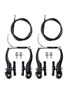 Buy V Bike Brakes Set, 2 Sets Universal Complete Bike Brakes, Mountain Bike Replacement for Most Bicycle, Road Bike Brakes Cables with Front Back Wheels End Caps, End Ferrules, Black in UAE