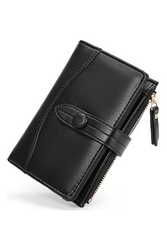Buy Wallet for Ladies, Women Small Bifold Leather Purses, Classic Black Women Wallet with Stylish Texture Patterns for Cash, ID, Credit Card Holder, Ladies Vegan Coin Purses Wallet Bags in UAE